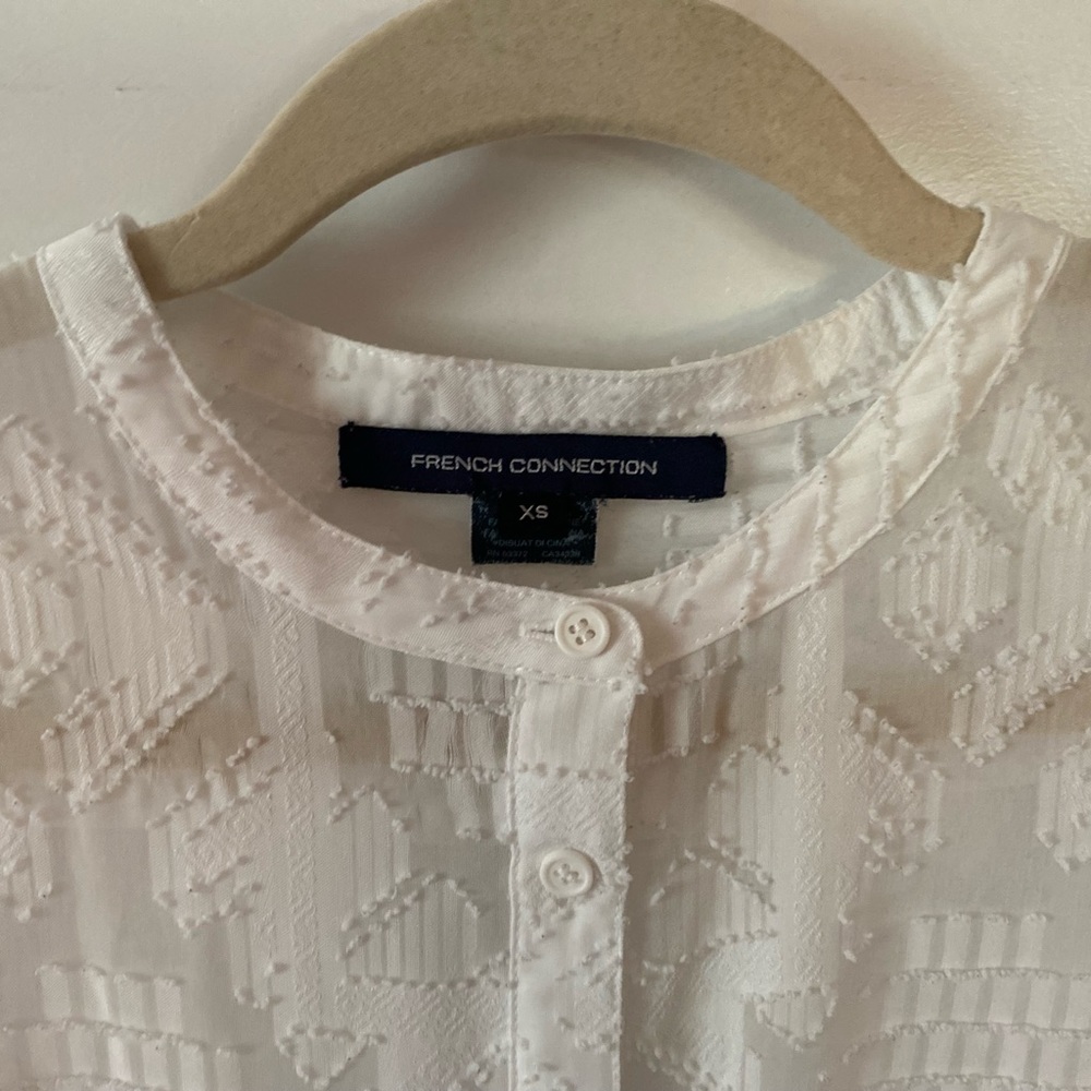 French Connection White 3/4 Button Blouse